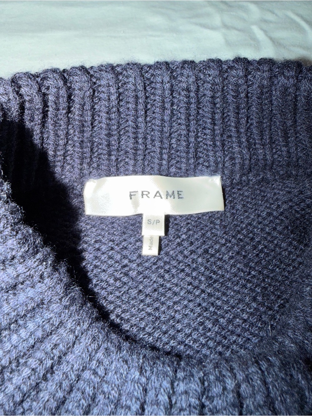FRAME Chunky Femme Wool Cashmere Rib Knit Cardigan Navy S - Picture 5 of 12